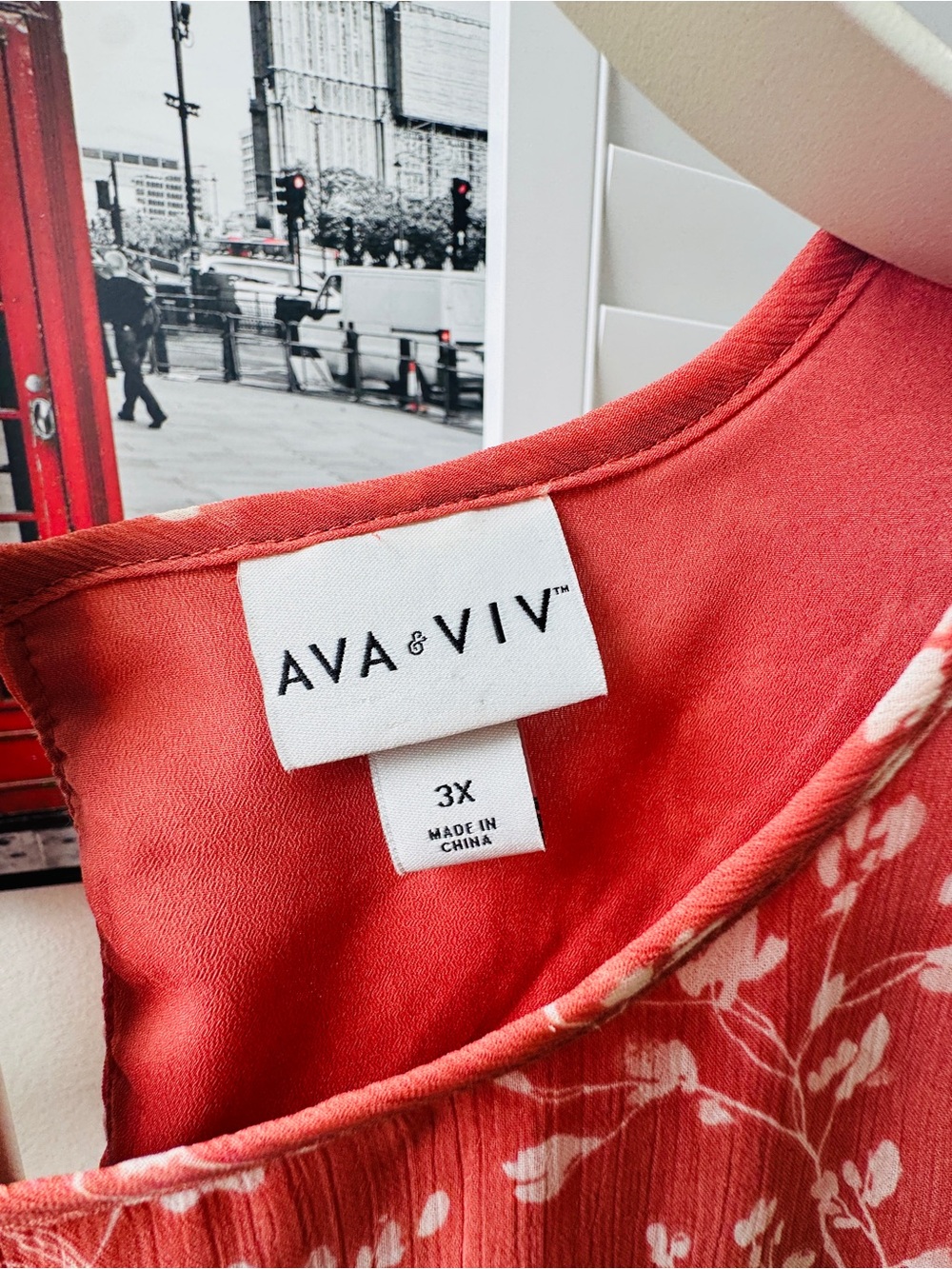 Ava & Viv Coral Floral Ruffle-Sleeve Top - Picture 5 of 5